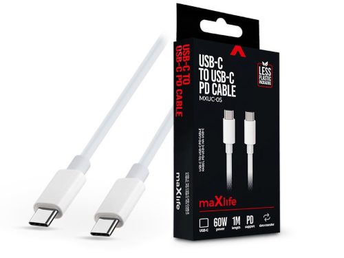 Maxlife MXUC-05 60W PD Type-C/Type-C adat- és töltőkábel 1m - fehér