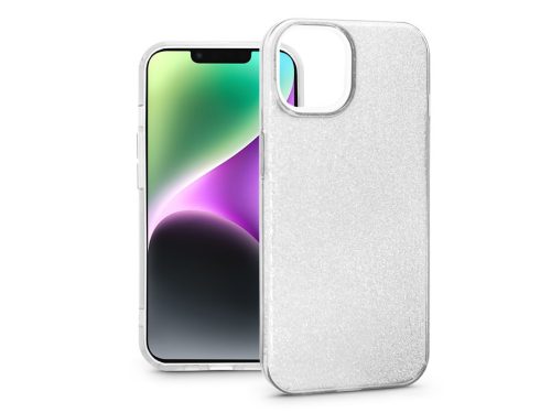 Haffner Glitter szilikon tok - Apple iPhone 14 - ezüst