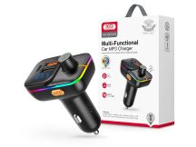   XO Bluetooth FM-transmitter/szivargyújtó töltő - 2xUSB + MP3 + Pendrive         lejátszás + RGB Light + PD25W Fast Charger - XO BCC09 - fekete