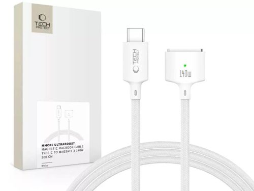 Tech-Protect Ultraboost MMC01 140W Magsafe 3 - Type-C mágneses Macbook töltőkábel 2m - fehér