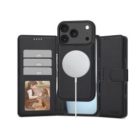   Tech-Protect Wallet Flip oldalra nyíló tok + Magsafe tok - Apple iPhone 17 Pro Max - fekete