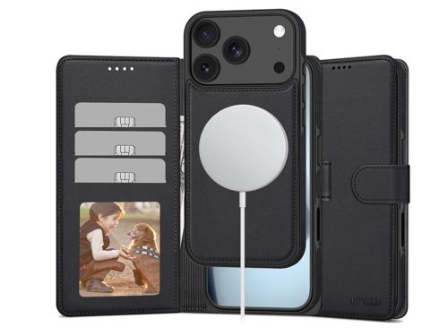 Tech-Protect Wallet Flip oldalra nyíló tok + Magsafe tok - Apple iPhone 17 Pro Max - fekete