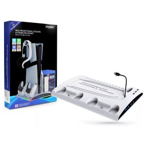   DOBE TP5-3570 PS5/PS5 Slim Multifunkciós ventilátoros LED állvány + headset tartó