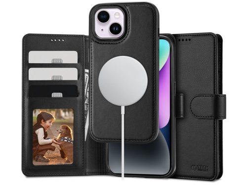 Tech-Protect Wallet Flip oldalra nyíló tok + Magsafe tok - Apple iPhone 15 - fekete