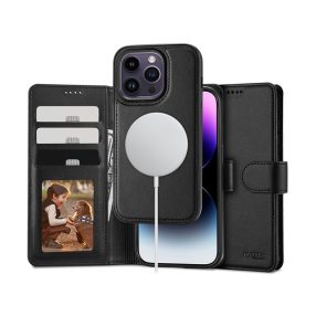   Tech-Protect Wallet Flip oldalra nyíló tok + Magsafe tok - Apple iPhone 15 Pro - fekete
