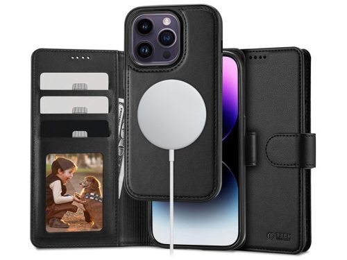 Tech-Protect Wallet Flip oldalra nyíló tok + Magsafe tok - Apple iPhone 15 Pro - fekete