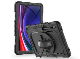 Samsung X510/X516B Galaxy Tab S9 FE 10.9 ütésálló tablet tok 360 fokos          védelemmel, 4H kijelzővédő üveggel - Tech-Protect Solid - fekete (ECO           csomagolás)