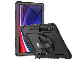Samsung X610/X616B Galaxy Tab S9 FE+ 12.4 / X810/X816B Galaxy Tab S9+ 12.4      ütésálló tablet tok 360 fokos védelemmel, 4H kijelzővédő üveggel - Tech-Protect Solid - fekete  (ECO csomagolás)