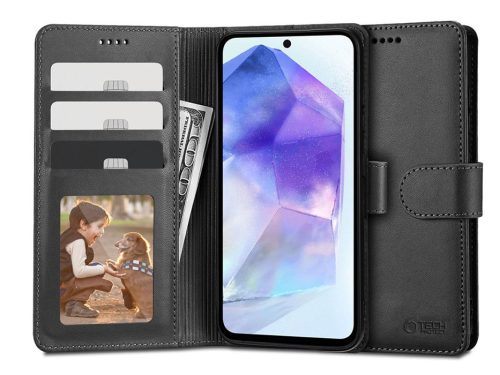 Tech-Protect Wallet Flip oldalra nyíló tok - Samsung SM-A556 Galaxy A55 - fekete