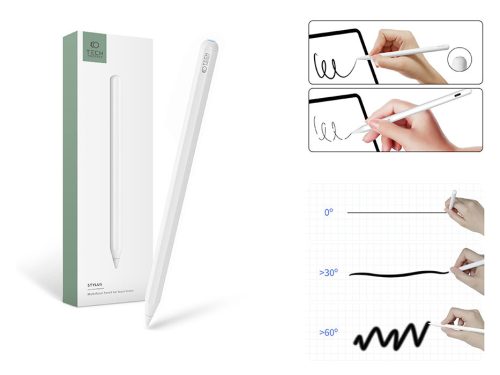 Tech-Protect Digital Magnetic Stylus Pen-2 aktív toll rajzhoz, jegyzethez, Apple iPad-hez - fehér